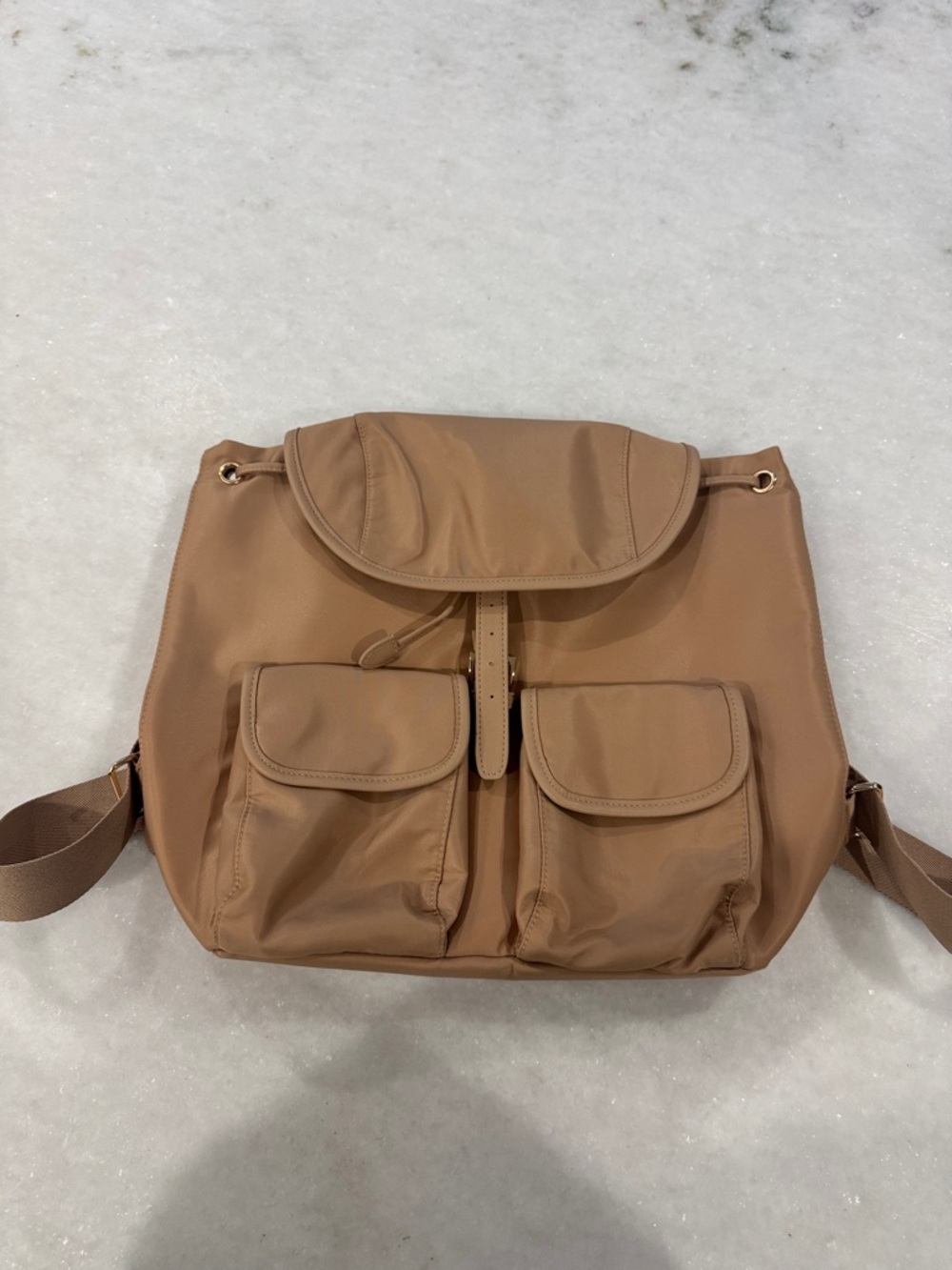 Year of Ours Tan Nylon Backpack with Front Pockets